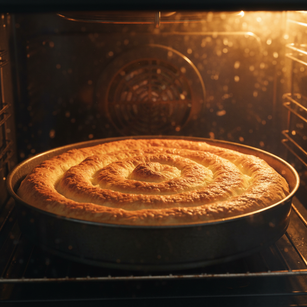 Banitsa baking in the oven