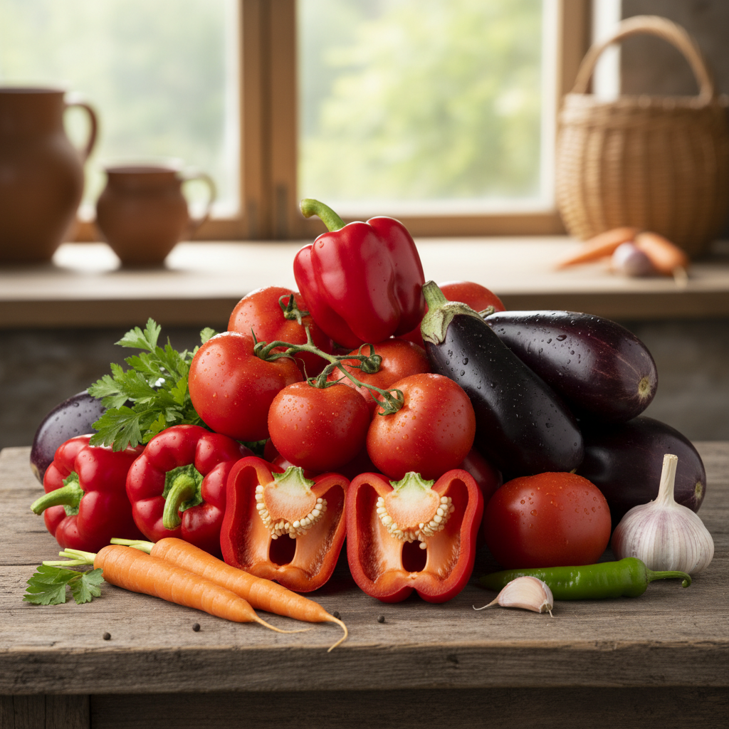 Fresh ingredients for lutenitsa