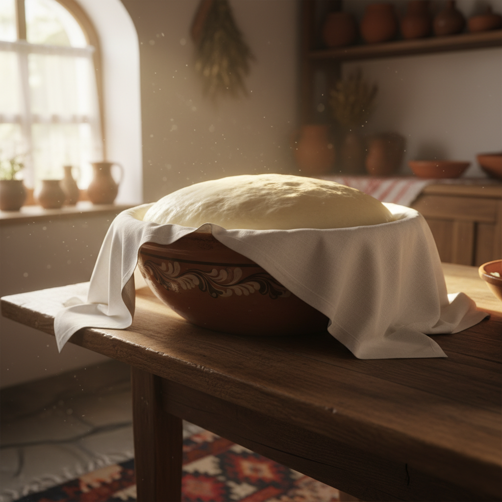 Тесто за питка по време на втасване